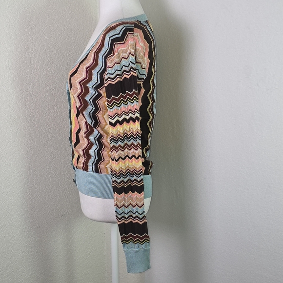 Missoni for Target Zigzag Knit Cardigan Sweater Medium Retro Multicolor Chevron - Picture 4 of 10